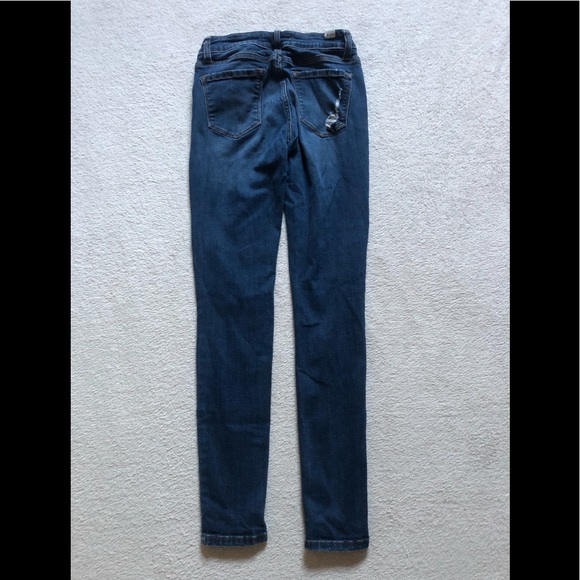 Kan Can Women’s Mid Rise Distressed Skinny Jeans - Picture 4 of 5